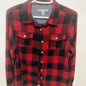 Tailor Vintage Red and Black Plaid Button-Down Shirt